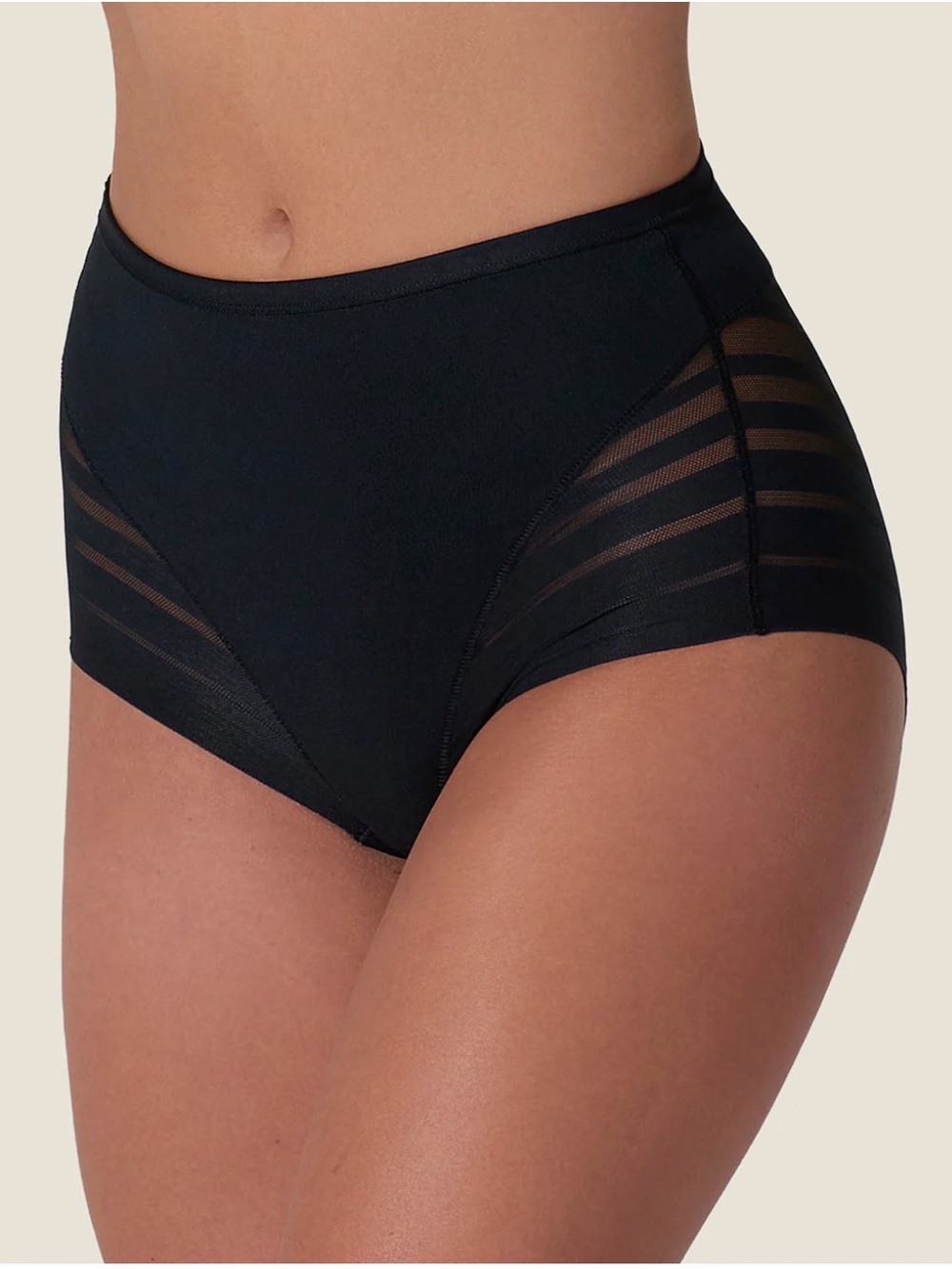 Leonisa Lace Stripe Undetectable Shaper Panty Black Medium NWT IN PACKAGE